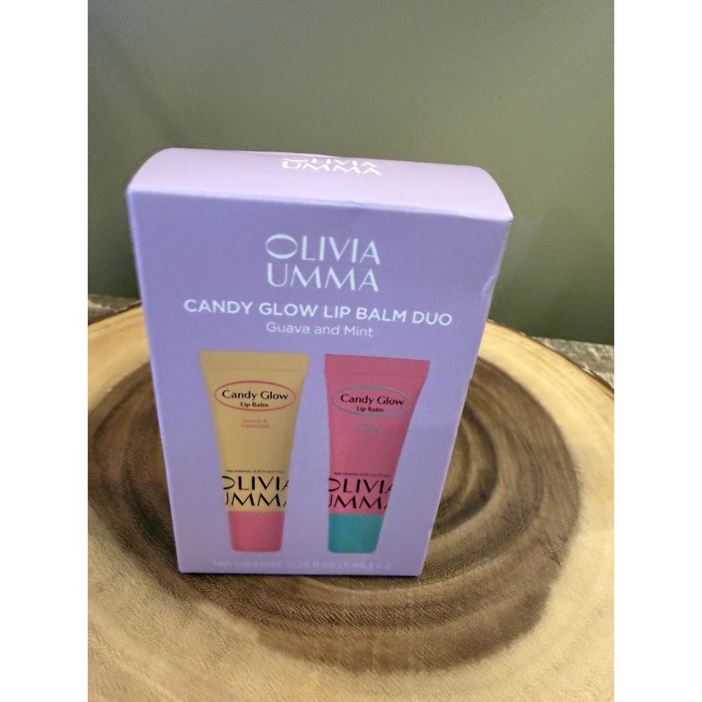 NIB Olivia Umma Candy Glow Lip Balm Duo in "Guava" & "Mint"